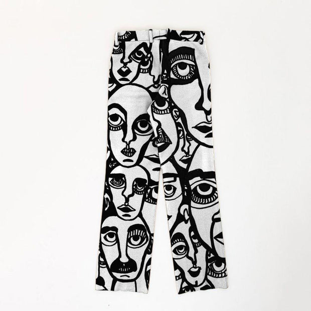 Street trend woolen printed trousers