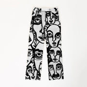 Street trend woolen printed trousers