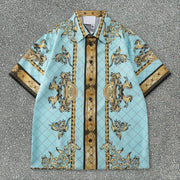 Beach Casual Retro Palace Print Loose Shorts Short Sleeve Suit