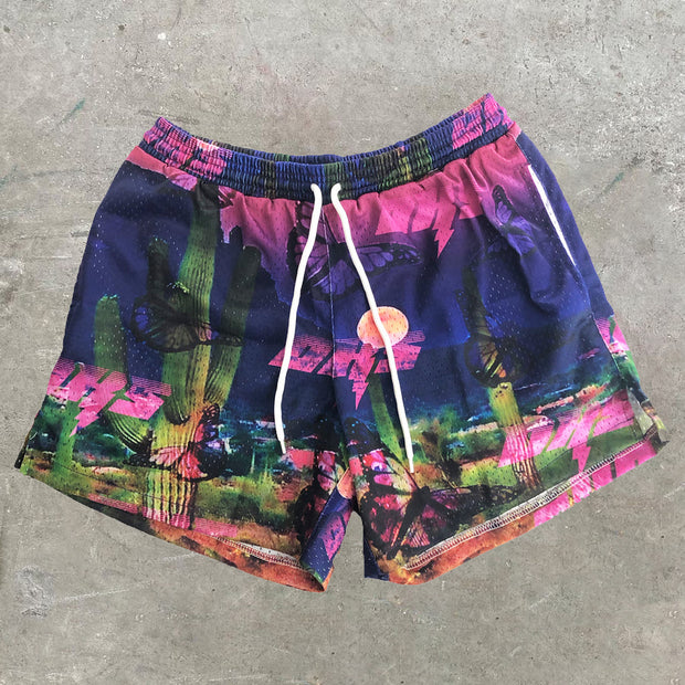 Street Style Desert Cactus Loose Stretch Shorts