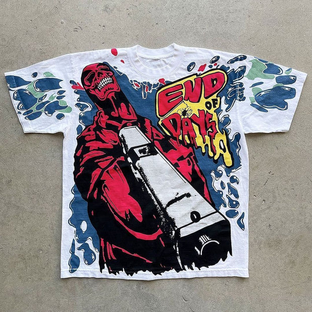 Personalized street print short-sleeved T-shirt men