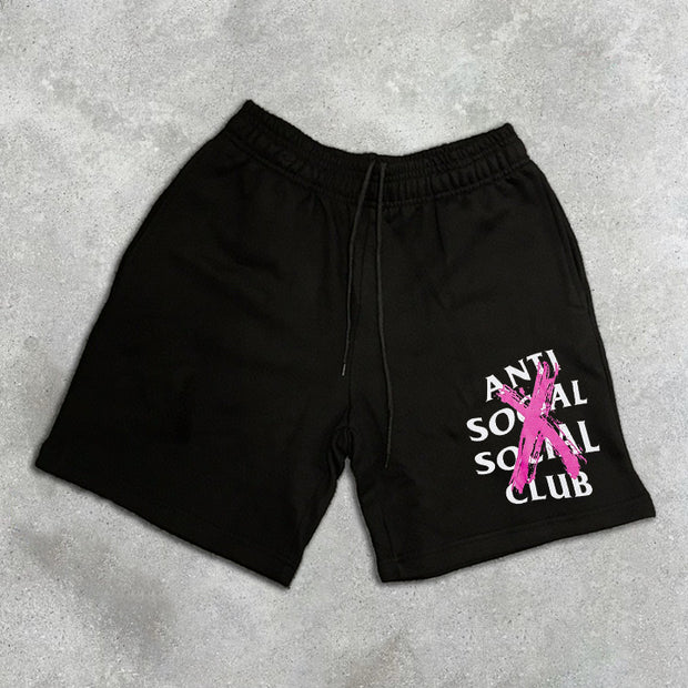 graphic print elastic shorts