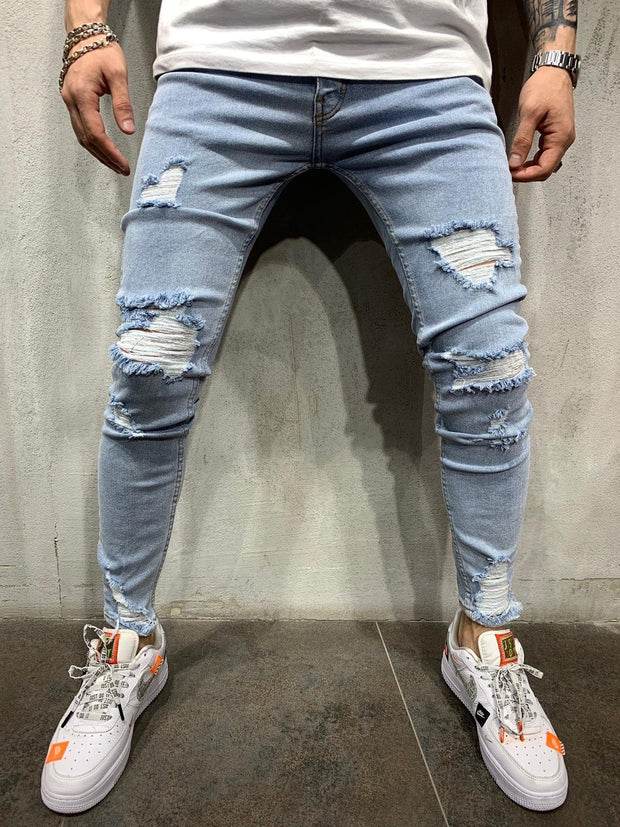 Men's slim-fit ripped jeans