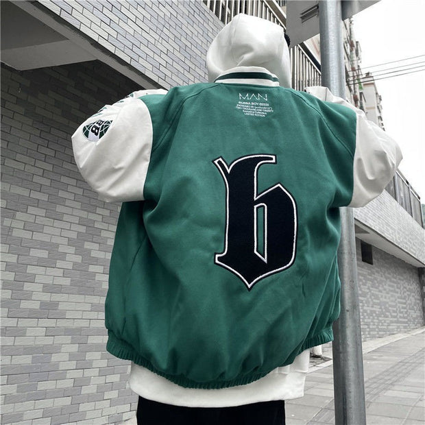 Hip-hop street letter badge embroidery woolen stitching couple wide baseball uniform