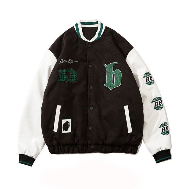 Hip-hop street letter badge embroidery woolen stitching couple wide baseball uniform