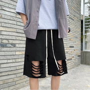 Street trend personality ripped shorts and sweatpants