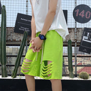 Street trend personality ripped shorts and sweatpants