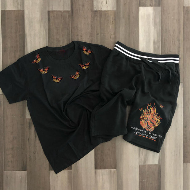 Butterfly sports short-sleeved loose casual suit