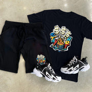 Street casual suit money print short sleeve suit