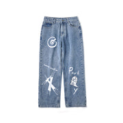 Graffiti casual long loose wide-leg pants