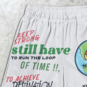 graphic print elastic shorts