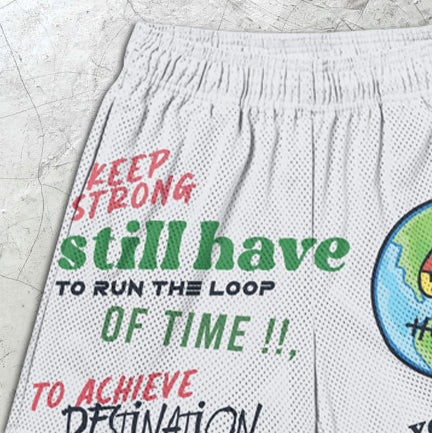 graphic print elastic shorts