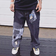 Patch panel casual street jeans