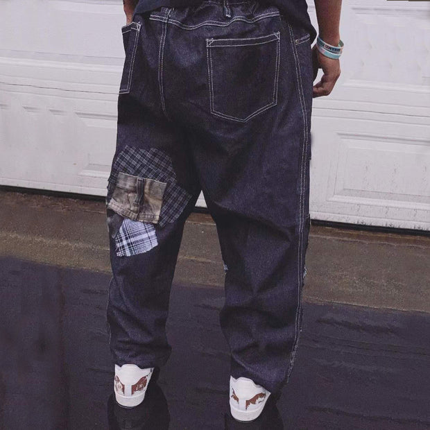 Patch panel casual street jeans