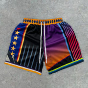 Fashionable preppy star-striped track shorts