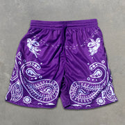 Paisley Graphic Print Elastic Shorts