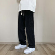 Men's sports sweatpants loose and versatile solid color straight wide-leg mopping pants