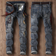 Shredded embroidered indian jeans