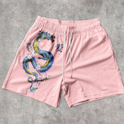 Cartoon Fashion Retro Love Mesh Shorts