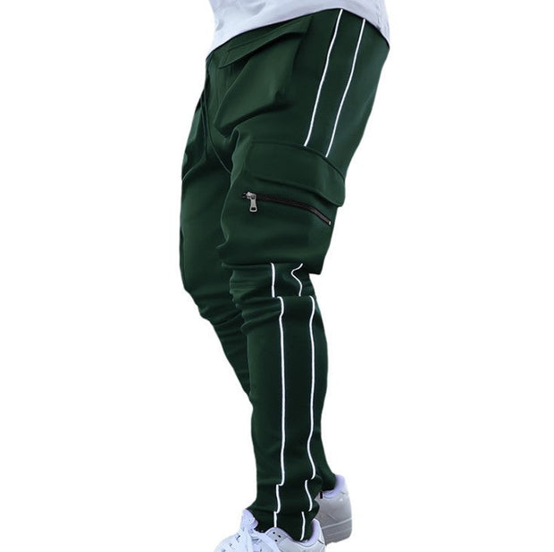 Casual loose straight-leg reflective running training pants