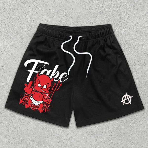Devil's Baby Graphic Print Elastic Shorts