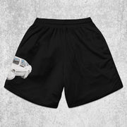 car-pattern mesh shorts