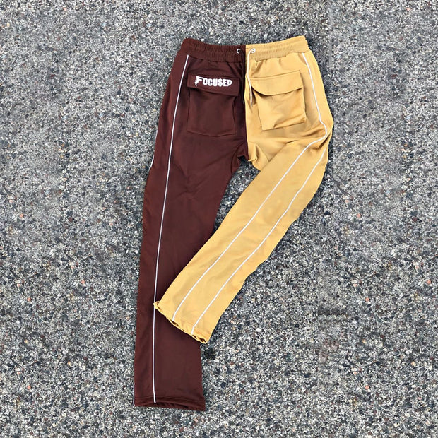 The trend of street casual trousers with stitching contrasting pockets