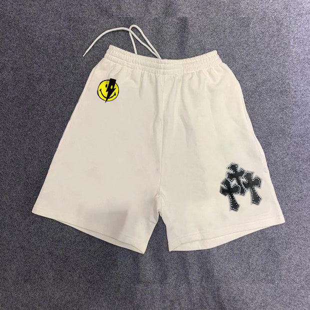 Cross smiley print loose-fitting outdoor sweatpants