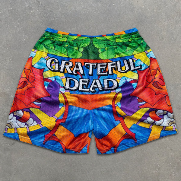rose all over graphic print elastic shorts