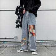 Street hip-hop graffiti print casual trousers jeans