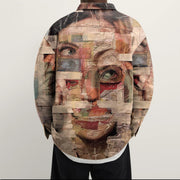 Abstract print vintage lapel coat