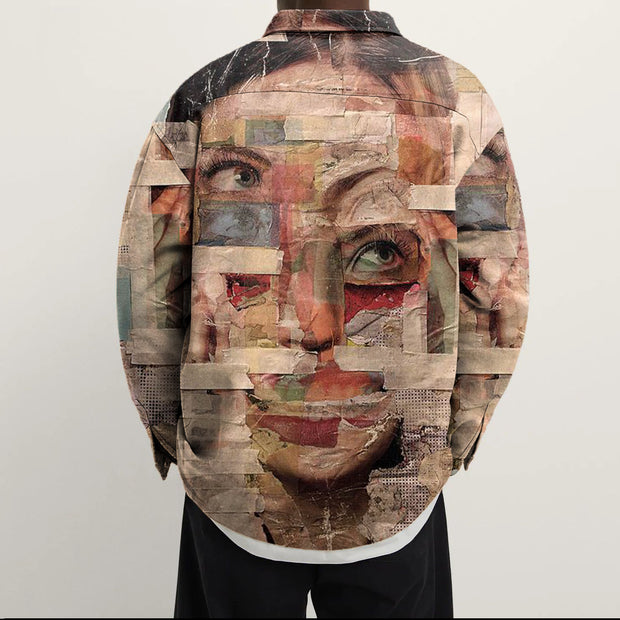 Abstract print vintage lapel coat