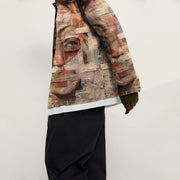 Abstract print vintage lapel coat