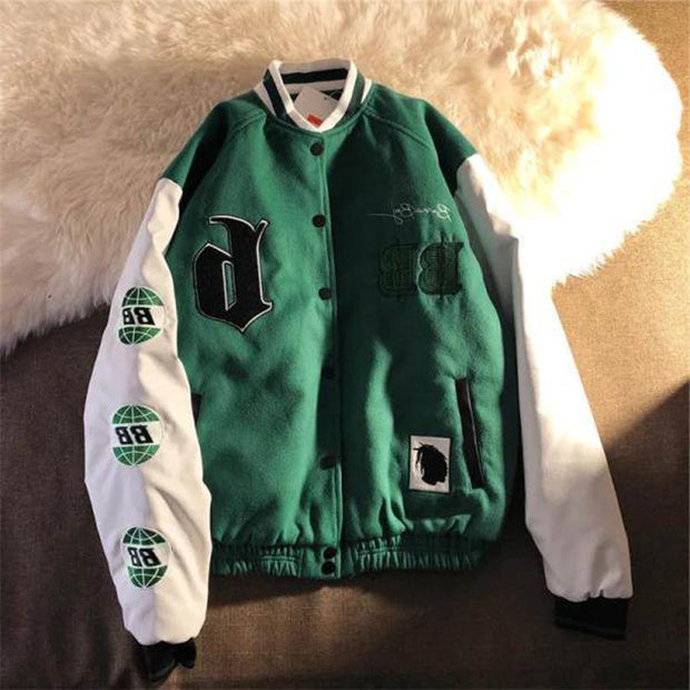 Hip-hop street letter badge embroidery woolen stitching couple wide baseball uniform