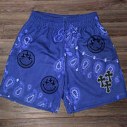 Fashion cross smiley print sports shorts