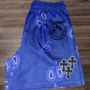 Fashion cross smiley print sports shorts