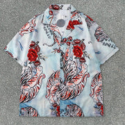 Casual Tiger Country Style Loose Short Sleeve Shirt Shorts Suit