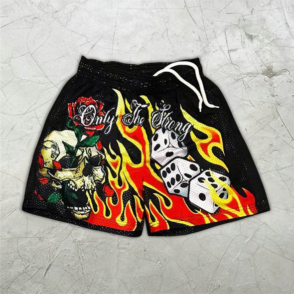 Personalized street style printed mesh shorts