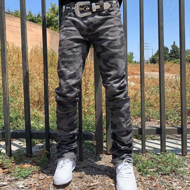Personalized men's street style camouflage outdoor jeans