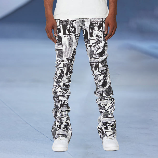 Casual statement street style stacked trousers