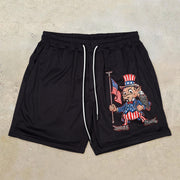 Tide brand cartoon printing mesh street shorts