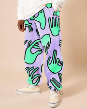 Casual fleece printed trousers