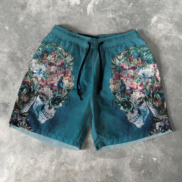 Skull Print 5 Inseam Shorts