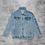 Retro leisure motorcycle skull denim jacket