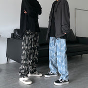 Personality high street straight wide leg pants casual loose high waist wild hip-hop washed denim trousers for men and women