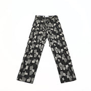 Personality high street straight wide leg pants casual loose high waist wild hip-hop washed denim trousers for men and women