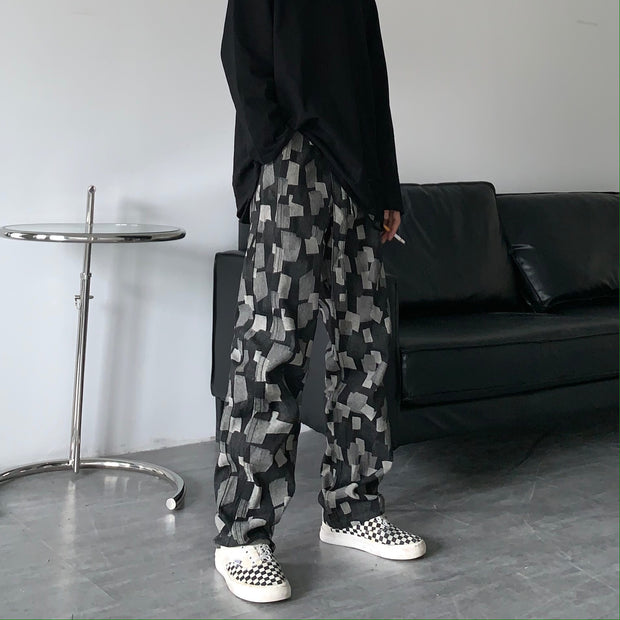 Personality high street straight wide leg pants casual loose high waist wild hip-hop washed denim trousers for men and women