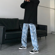 Personality high street straight wide leg pants casual loose high waist wild hip-hop washed denim trousers for men and women