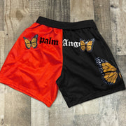 Stitching contrast retro butterfly print casual shorts