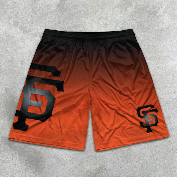 SF Graphic Print Gradient Elastic Shorts